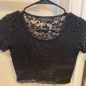 Vintage Topshop Black Lace Crop Top